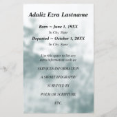 aankondigingen van begrafenisdienst van engelgebed (Achterkant)