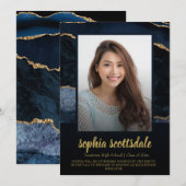 Aankondigingen van blauwe gouden marmer fotografie (Voorkant / Achterkant)