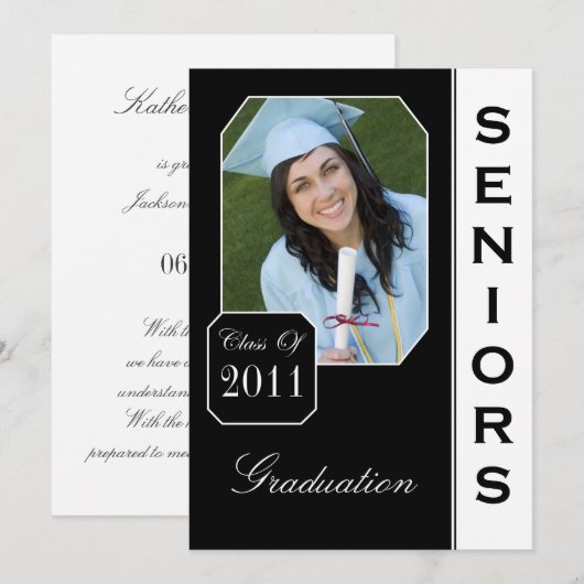 Aankondigingen van Classic Black Photo Graduy (Voorkant / Achterkant)