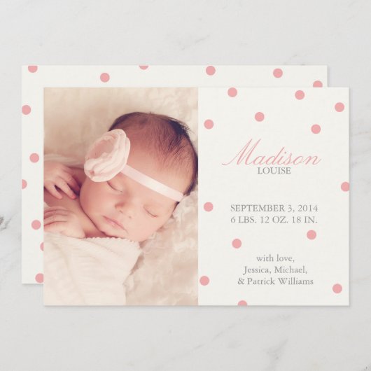 Aankondigingen van Confetti Birth (Voorkant / Achterkant)