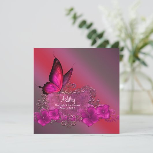 Aankondigingen van de afstuderen van de Hot Pink B (Staand voorkant)