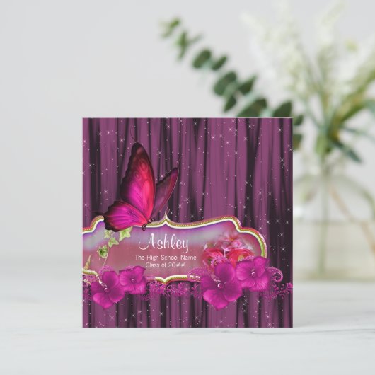 Aankondigingen van de afstuderen van de Hot Pink B (Staand voorkant)