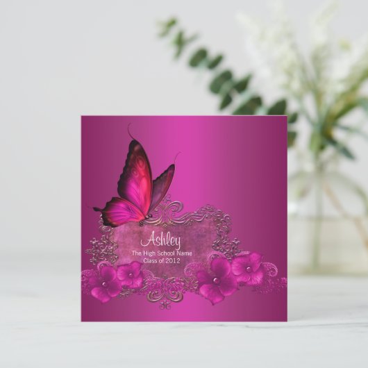 Aankondigingen van de afstuderen van de Hot Pink B (Staand voorkant)