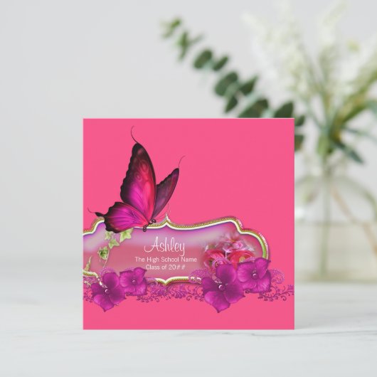 Aankondigingen van de afstuderen van de Hot Pink B (Staand voorkant)