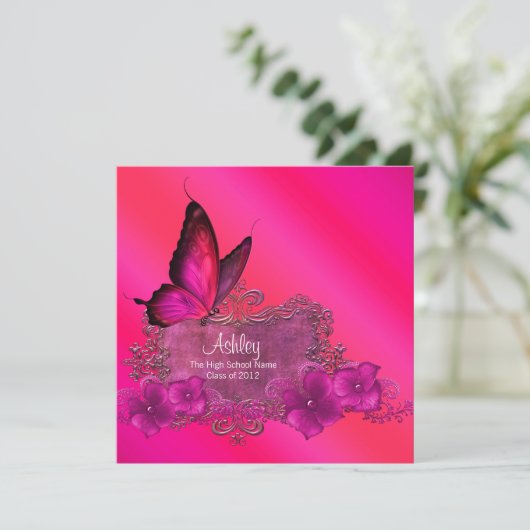 Aankondigingen van de afstuderen van de Hot Pink B (Staand voorkant)