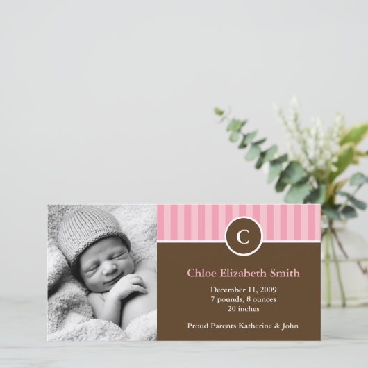 Aankondigingen van de geboorte van Cute Pink Strip (Staand voorkant)