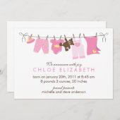 Aankondigingen van de geboorte van de wasdag Baby (Voorkant / Achterkant)