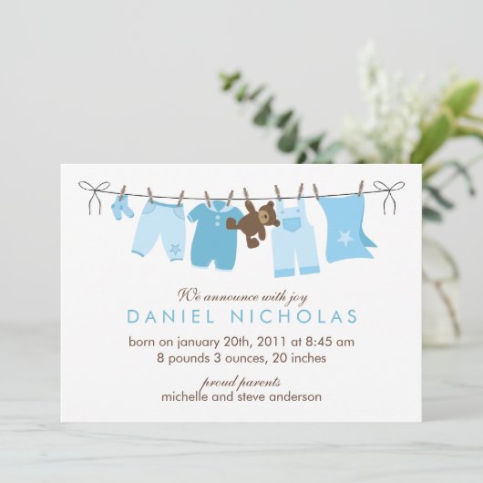 Aankondigingen van de geboorte van de wasdag Baby (Staand voorkant)
