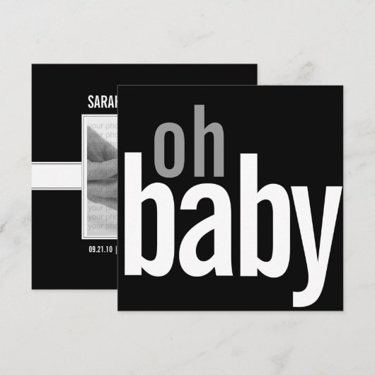 Aankondigingen van de geboorte van een moderne fot (Voorkant / Achterkant)