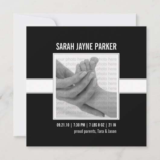 Aankondigingen van de geboorte van een moderne fot (Achterkant)