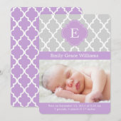 Aankondigingen van de geboorte van het lavender Qu (Voorkant / Achterkant)