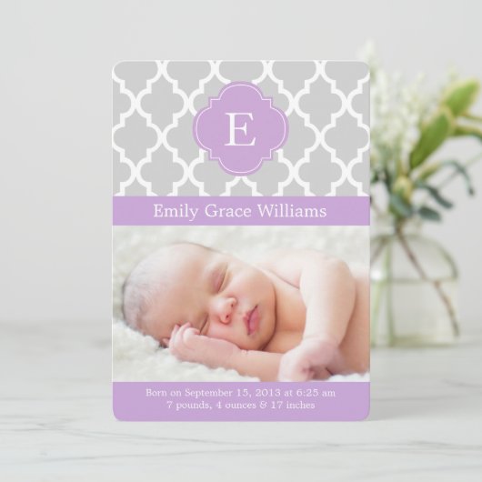 Aankondigingen van de geboorte van het lavender Qu (Staand voorkant)