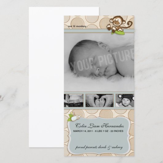Aankondigingen van de geboorte van Lil Monkey's ni (Voorkant / Achterkant)