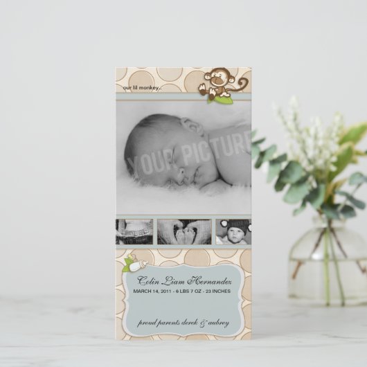 Aankondigingen van de geboorte van Lil Monkey's ni (Staand voorkant)
