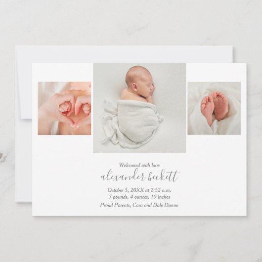 Aankondigingen van de geboortenfoto Collage Birth (Achterkant)