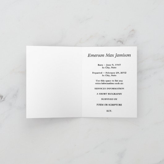 aankondigingen van de gedenkdienst (Binnen)