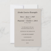 aankondigingen van de gedenkdienst (Achterkant)