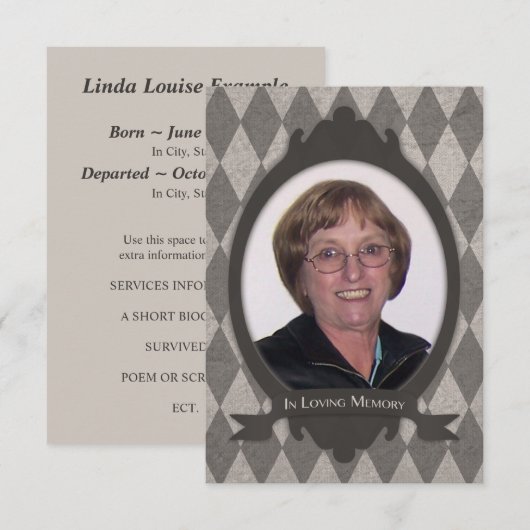 aankondigingen van de gedenkdienst (Voorkant / Achterkant)