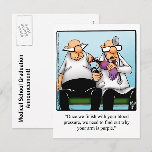 Aankondigingen van de grappige medische opleiding  aankondigingskaart (Voorkant / Achterkant)