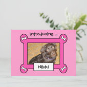 Aankondigingen van de hond adoptie of geboorte (ro (Staand voorkant)