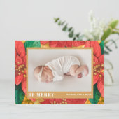 Aankondigingen van de kerstfoto van Poinsettia (Staand voorkant)