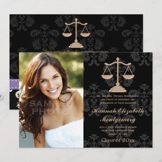 Aankondigingen van de rechtenstudie aan Paars (Voorkant / Achterkant)