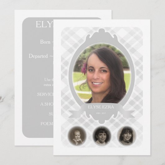 aankondigingen van de senescentie-fotogedenkplaats (Voorkant / Achterkant)