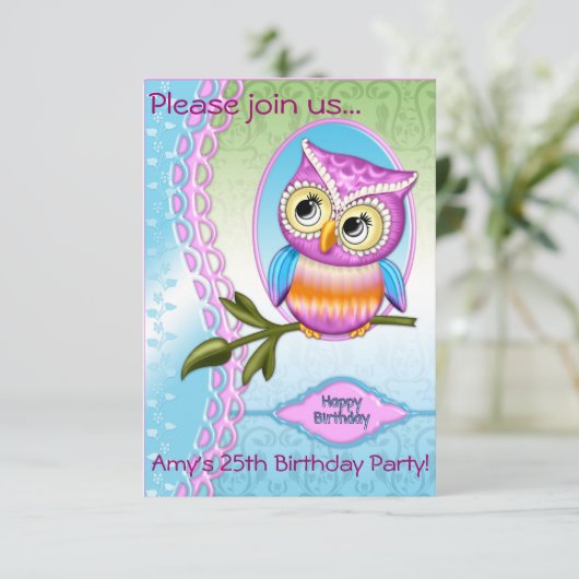 Aankondigingen van de uitnodigingen van Cute Owl B (Staand voorkant)