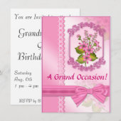 Aankondigingen van Floral Birthday in roze vorm (Voorkant / Achterkant)