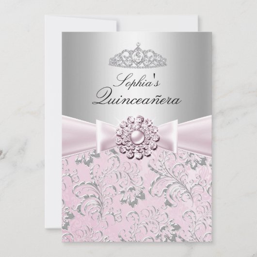 Aankondigingen van Floral Swirl Tiara Quinceanera (Voorkant)