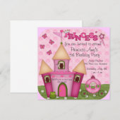 Aankondigingen van het roze PRINCESS Birthday (Voorkant / Achterkant)