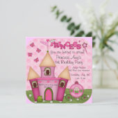 Aankondigingen van het roze PRINCESS Birthday (Staand voorkant)