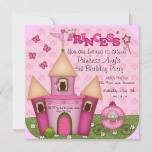 Aankondigingen van het roze PRINCESS Birthday