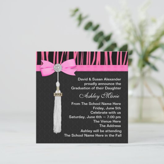 Aankondigingen van Hot Pink Zebra-afstuderen (Staand voorkant)