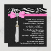 Aankondigingen van Hot Pink Zebra-afstuderen (Voorkant / Achterkant)