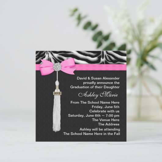 Aankondigingen van Hot Pink Zebra-afstuderen (Staand voorkant)