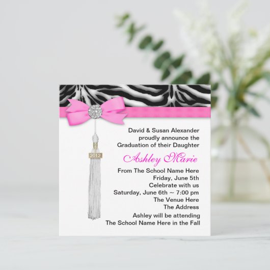 Aankondigingen van Hot Pink Zebra-afstuderen (Staand voorkant)