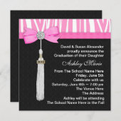 Aankondigingen van Hot Pink Zebra-afstuderen (Voorkant / Achterkant)