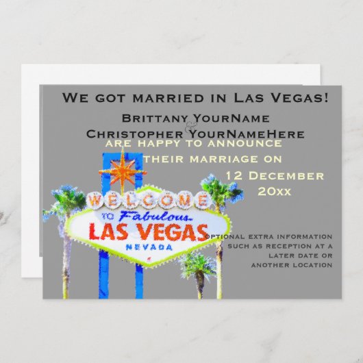 Aankondigingen van Las Vegas Wedding Photo (Voorkant / Achterkant)