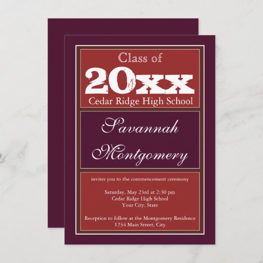 Aankondigingen van middelbare schooldiploma's (Voorkant / Achterkant)