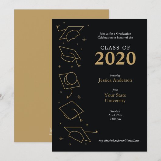 Aankondigingen van moderne Afstuderen-feestdag (Voorkant / Achterkant)