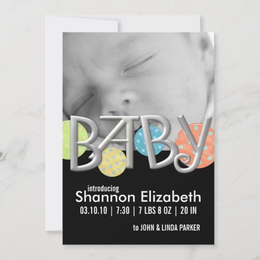 Aankondigingen van moderne Baby geboorte (Voorkant)