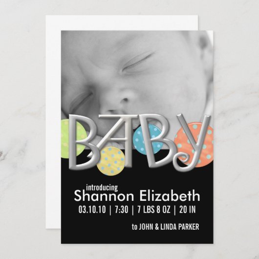 Aankondigingen van moderne Baby geboorte (Voorkant / Achterkant)