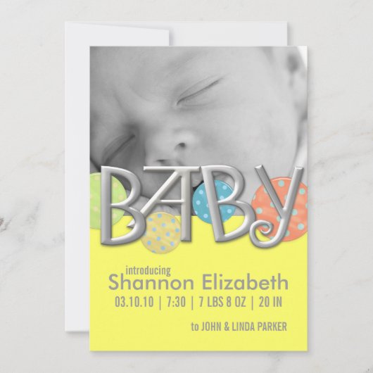 Aankondigingen van moderne Baby geboorte (Voorkant)