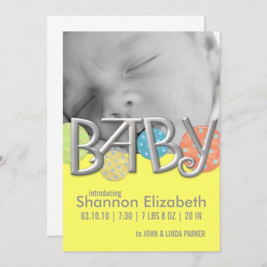 Aankondigingen van moderne Baby geboorte (Voorkant / Achterkant)