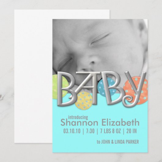 Aankondigingen van moderne Baby geboorte (Voorkant / Achterkant)