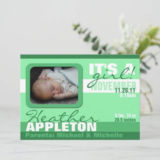 Aankondigingen van moderne Trendy Zee Green Stripe (Staand voorkant)