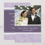 Aankondigingen van Paarse Floral Photo Elopement-k (Voorkant / Achterkant)