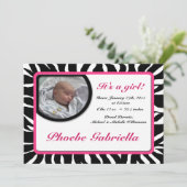 Aankondigingen van Zebra Print Pink Birth (Staand voorkant)