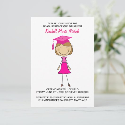 Aankondigingen voor afstuderen aan de basisschool (Staand voorkant)